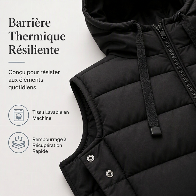 Gilet matelassé à capuche pour femme