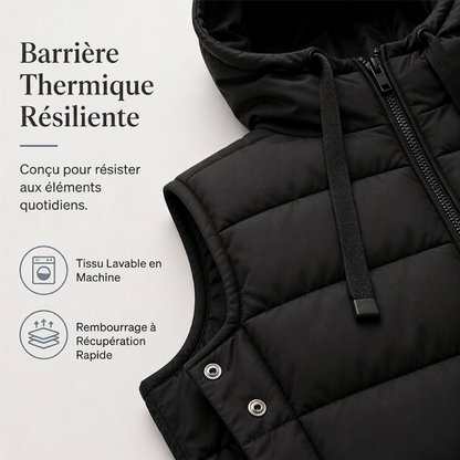 Gilet matelassé à capuche pour femme