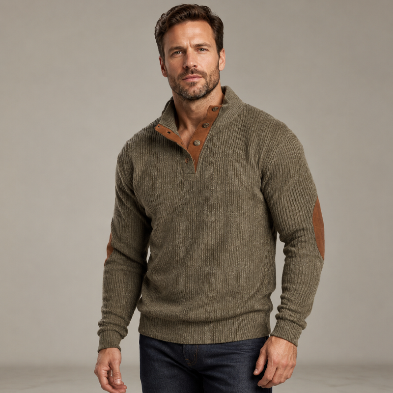 Sweatshirt à col montant en velours côtelé pour homme