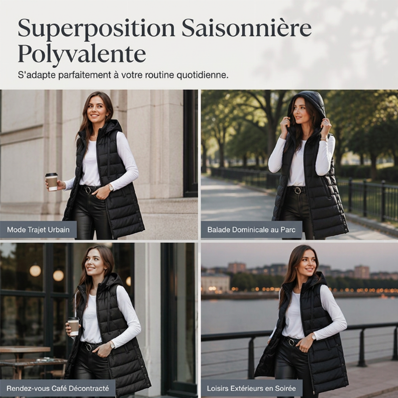 Gilet matelassé à capuche pour femme