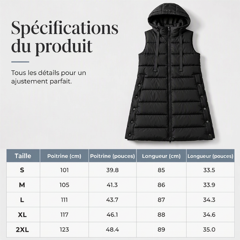 Gilet matelassé à capuche pour femme