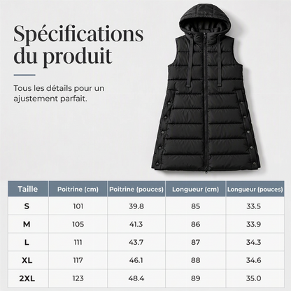 Gilet matelassé à capuche pour femme