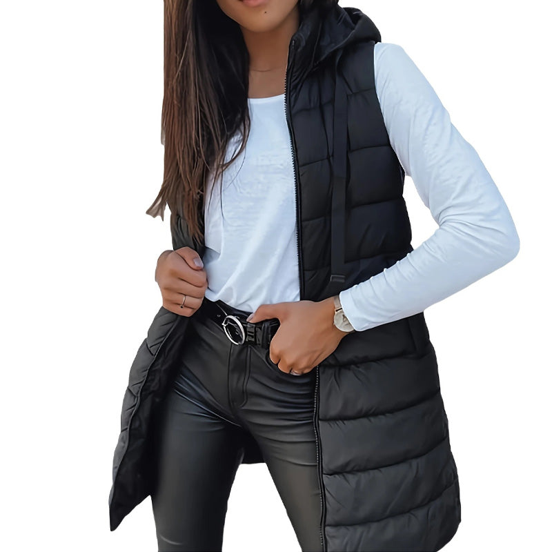 Gilet matelassé à capuche pour femme