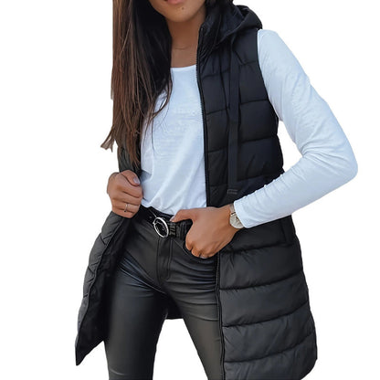 Gilet matelassé à capuche pour femme