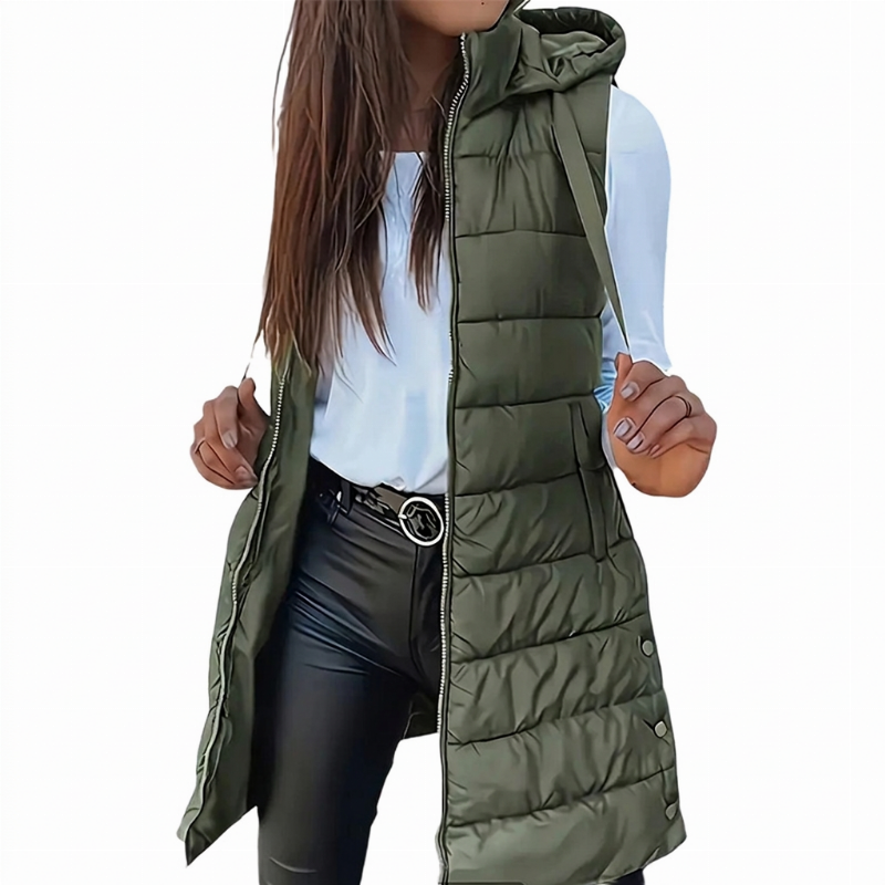 Gilet matelassé à capuche pour femme