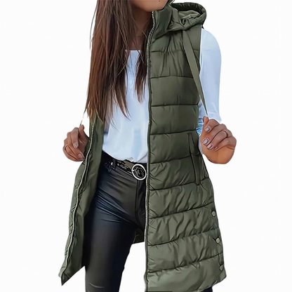 Gilet matelassé à capuche pour femme