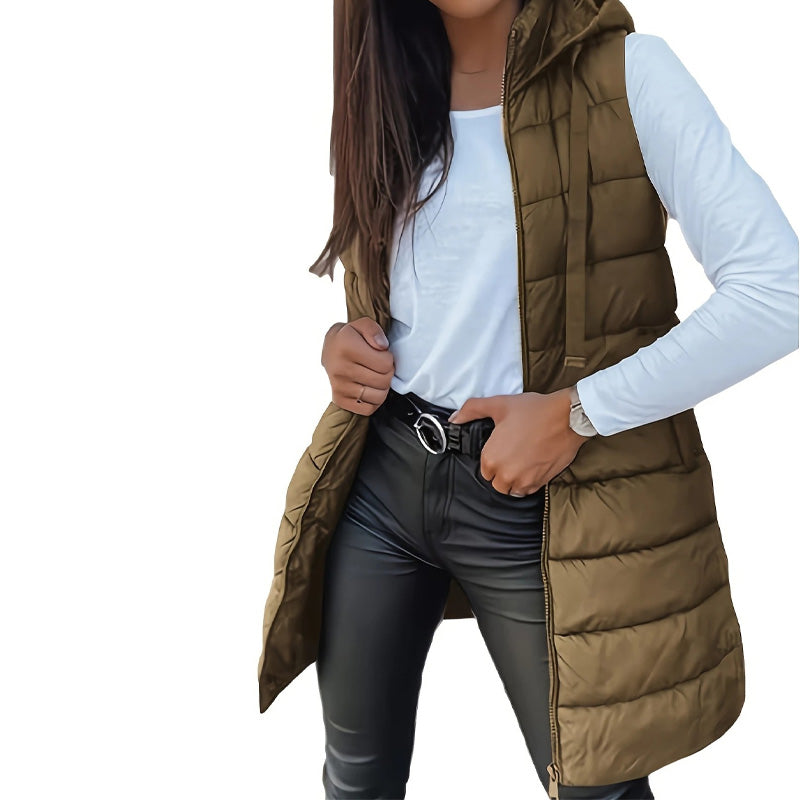 Gilet matelassé à capuche pour femme