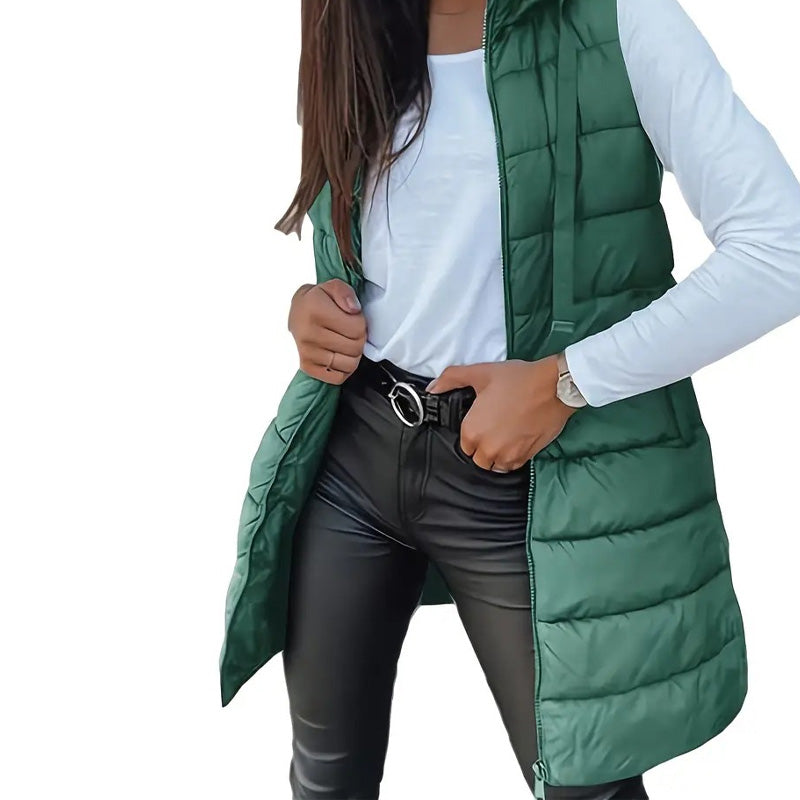 Gilet matelassé à capuche pour femme