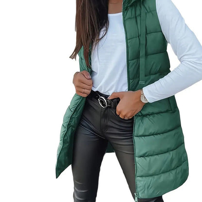Gilet matelassé à capuche pour femme