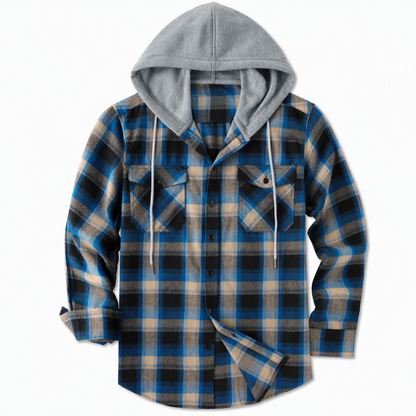 Sweat à capuche zippé à carreaux pour homme, coupe ample, style américain, molleton gratté