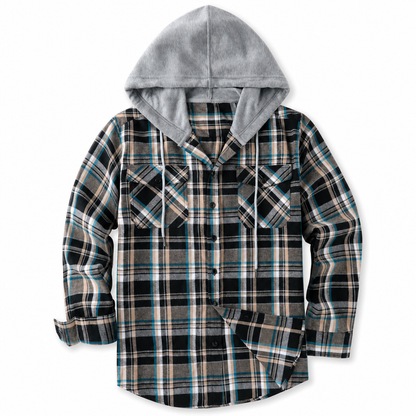 Sweat à capuche zippé à carreaux pour homme, coupe ample, style américain, molleton gratté
