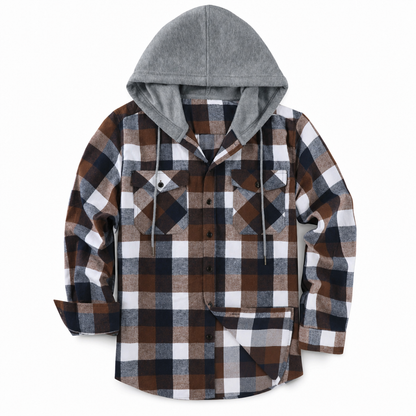 Sweat à capuche zippé à carreaux pour homme, coupe ample, style américain, molleton gratté
