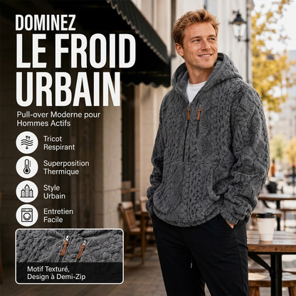 Veste à capuche homme en sherpa texturé demi-zip