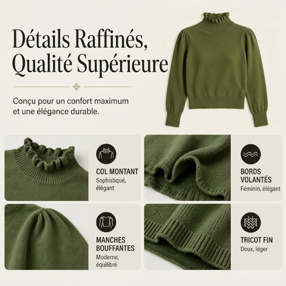 Haut en maille élégant et confortable pour femme, avec bordure à volants