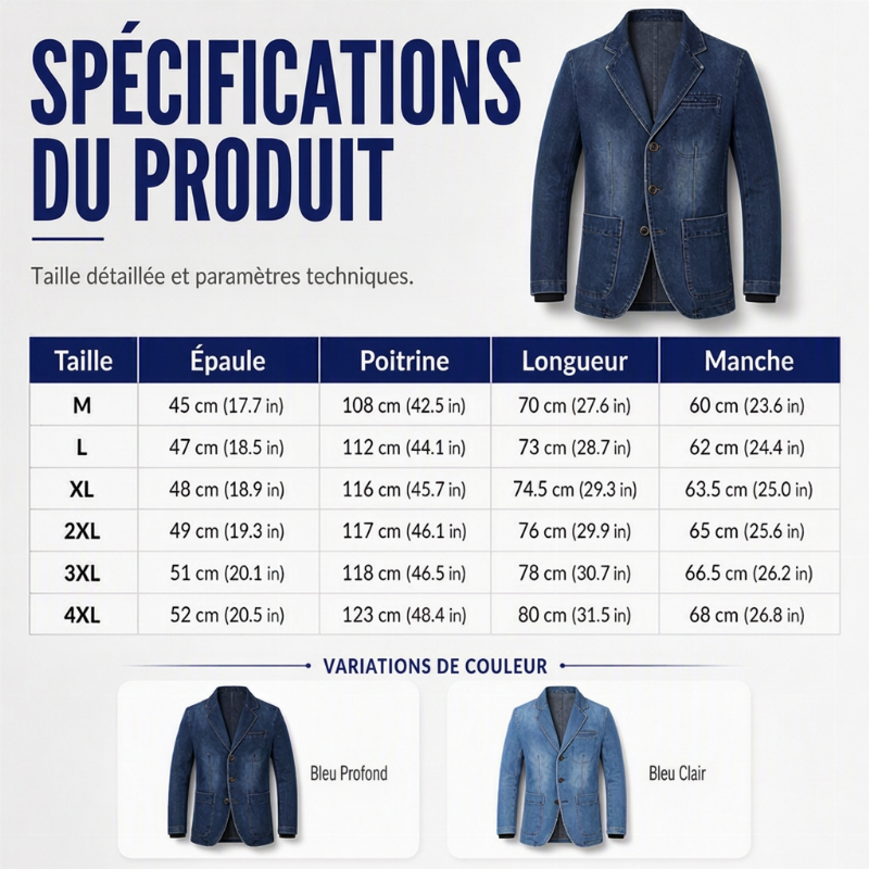 Veste en jean ajustée élégante pour homme
