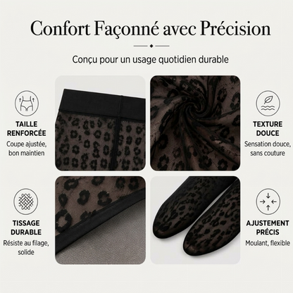 Collants jacquard à imprimé léopard sexy pour femmes