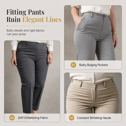 Pantalon élégant en satin à taille haute et jambes larges, avec une taille asymétrique