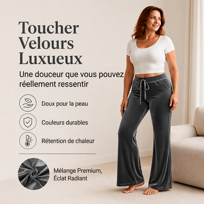 Pantalon évasé en velours à cordon de serrage pour femme