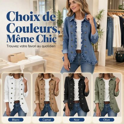 Chemise-veste en jean boutonnée décontractée pour femme