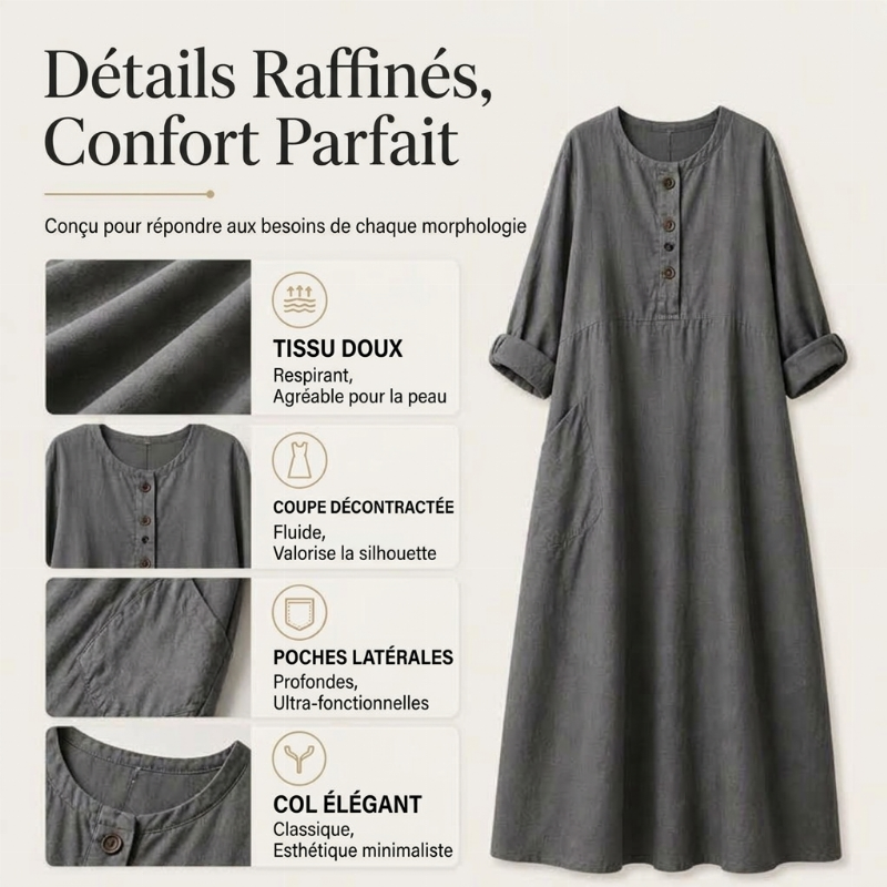 Robe maxi décontractée pour femme avec poches