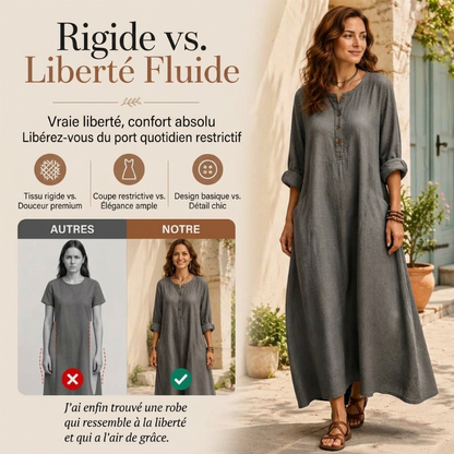Robe maxi décontractée pour femme avec poches