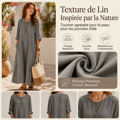 Robe maxi décontractée pour femme avec poches