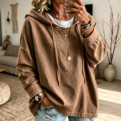 Sweat à capuche en jean décontracté pour femme
