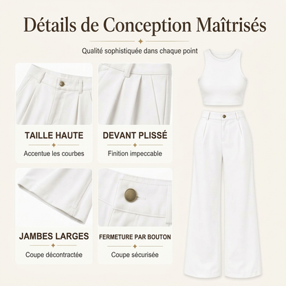 Pantalon habillé femme taille haute, coupe droite