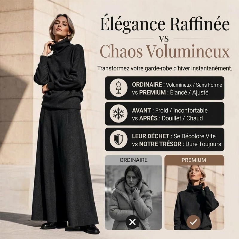 Ensemble haut à col roulé et jupe longue pour femme