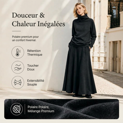 Ensemble haut à col roulé et jupe longue pour femme