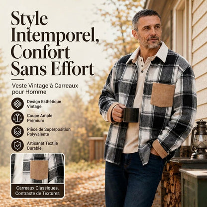 Veste chemise à carreaux décontractée pour homme