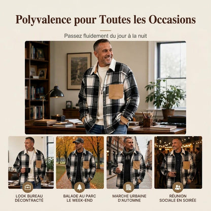 Veste chemise à carreaux décontractée pour homme