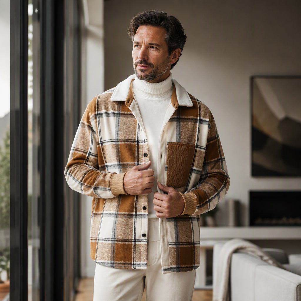 Veste chemise à carreaux décontractée pour homme