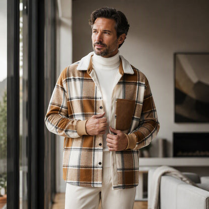 Veste chemise à carreaux décontractée pour homme