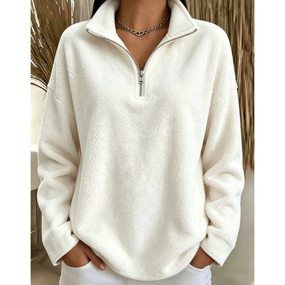 Sweat décontracté confortable pour femme avec quart de zip