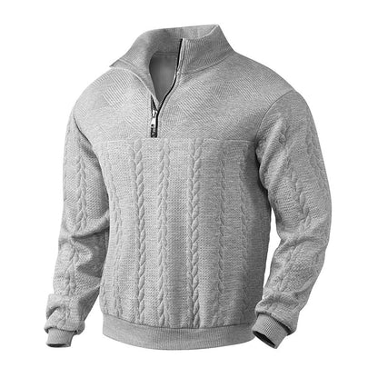 Sweat-shirt décontracté pour homme à demi-zip et motif jacquard