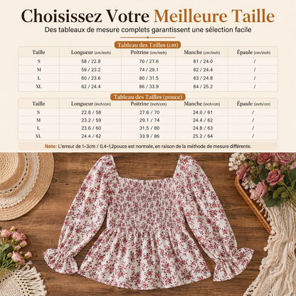 Blouse d'été décontractée pour femme, col carré, manches évasées, imprimé floral en mousseline, haut de vacances