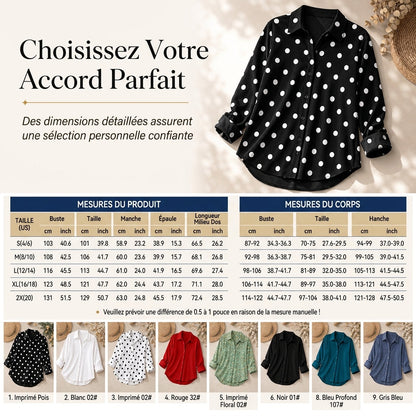 Blouse femme élégante et décontractée à manches longues et boutonnage