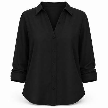 Blouse femme élégante et décontractée à manches longues et boutonnage