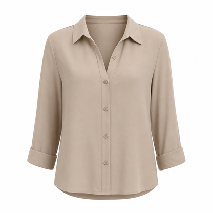 Blouse femme élégante et décontractée à manches longues et boutonnage