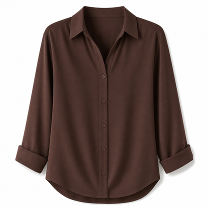 Blouse femme élégante et décontractée à manches longues et boutonnage