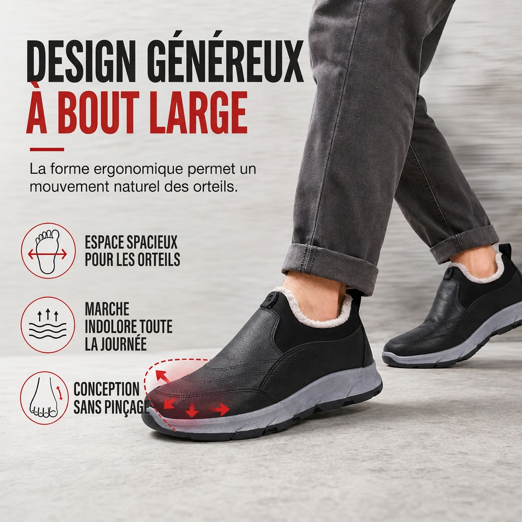 Chaussures d'hiver imperméables pour hommes, doublées de polaire, à enfiler, à semelle souple antidérapante, chaussures décontractées chaudes en coton pour personnes âgées