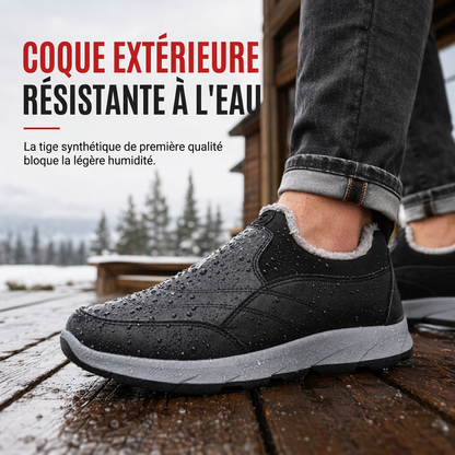 Chaussures d'hiver imperméables pour hommes, doublées de polaire, à enfiler, à semelle souple antidérapante, chaussures décontractées chaudes en coton pour personnes âgées