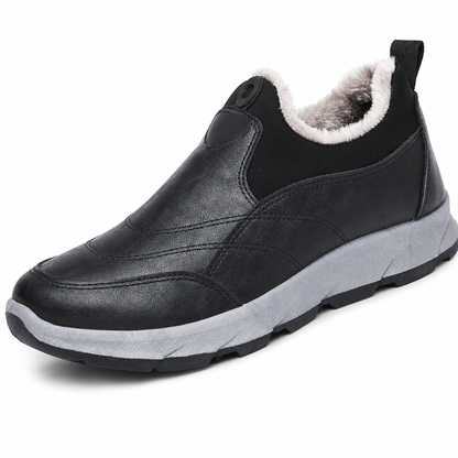 Chaussures d'hiver imperméables pour hommes, doublées de polaire, à enfiler, à semelle souple antidérapante, chaussures décontractées chaudes en coton pour personnes âgées