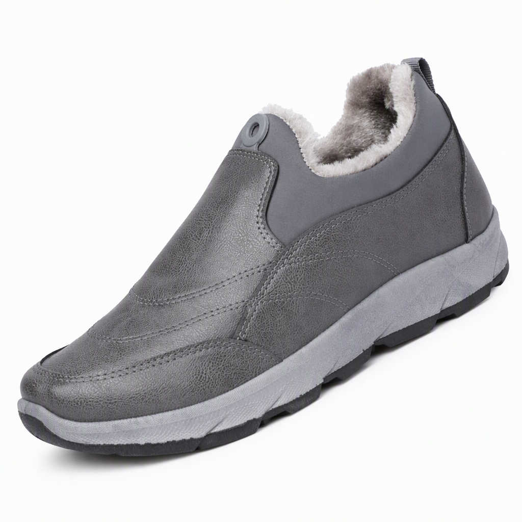 Chaussures d'hiver imperméables pour hommes, doublées de polaire, à enfiler, à semelle souple antidérapante, chaussures décontractées chaudes en coton pour personnes âgées