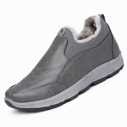 Chaussures d'hiver imperméables pour hommes, doublées de polaire, à enfiler, à semelle souple antidérapante, chaussures décontractées chaudes en coton pour personnes âgées