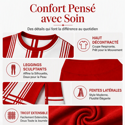 Ensemble femme : haut à manches longues imprimé + legging