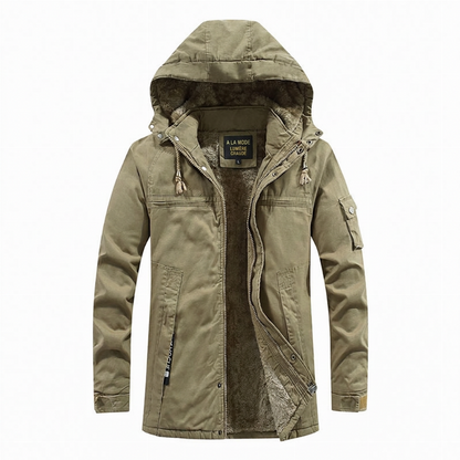 Veste utilitaire à capuche et doublure pelucheuse pour homme