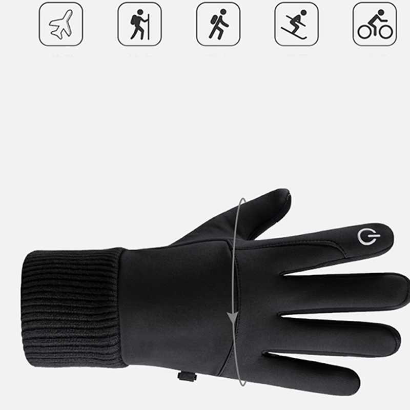 Gants doublés chauds et coupe-vent pour homme, avec bouts des doigts compatibles avec écran tactile