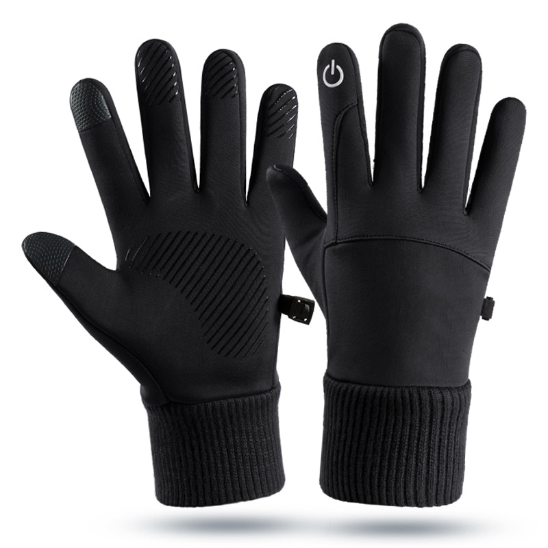 Gants doublés chauds et coupe-vent pour homme, avec bouts des doigts compatibles avec écran tactile